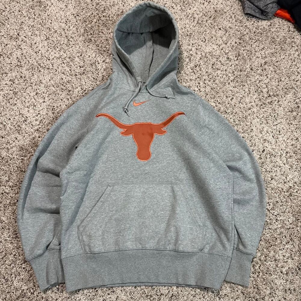 Nike Men's Grey and Blue Hoodie